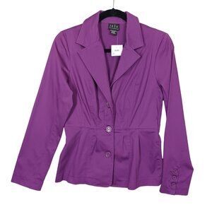 JKLA Purple Blazer Jacket Long Sleeve Career Preppy Button Front Small NWT